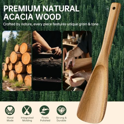 Wooden Spatula Spoon for Cooking Natural Acacia Wood Utensil - Image 2
