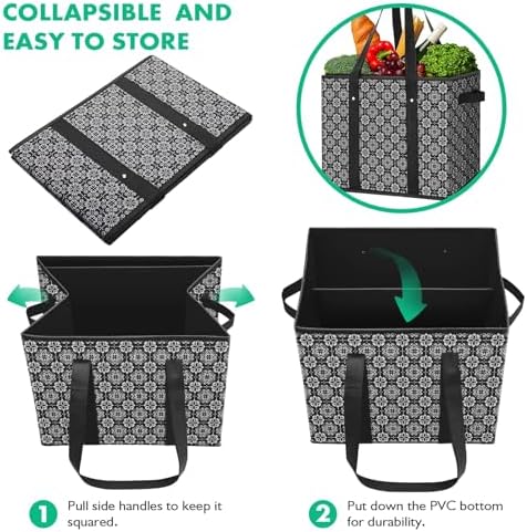 Reusable Grocery Bags 3 Pack, Foldable & Water Resistant Shopping Bags - Image 6