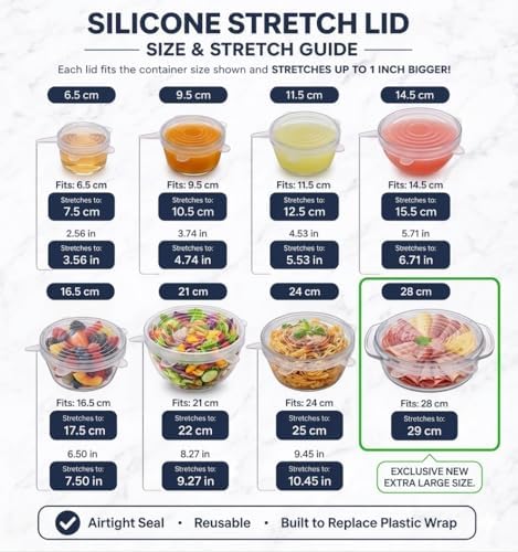 Premium 8-Piece Silicone Stretch Lid Set with Extra Large 11” Cover – Reusable BPA-Free Eco-Friendly Bowl Covers – Universal Airtight Leak-Proof Seal for Pots, Bowls & Fruit - Image 2