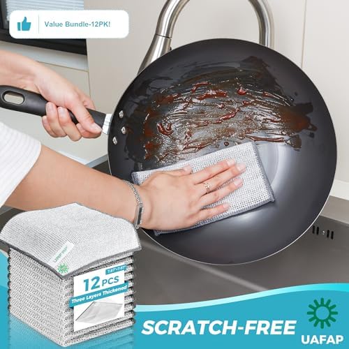 12pcs Upgrade 3-Layer Non-Scratch Steel Wool Dish Rags for Washing Dishes - Image 7