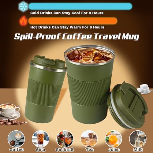 Vacuum Insulated Stainless Steel Travel Coffee Mug,Leak Proof Cup with Lid - Image 2