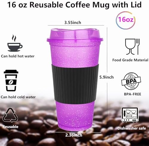 16 oz Plastic Tumblers with Lids, Glitter Blend, 20 Pack - Image 2