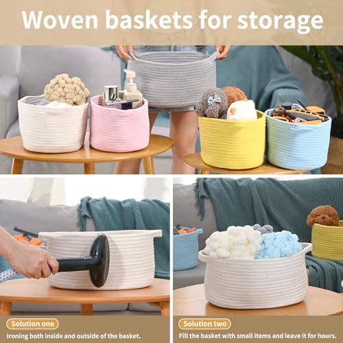 Happyiren Medium Woven Cotton Rope Basket, Empty DIY Gift Basket for Burr - Image 6