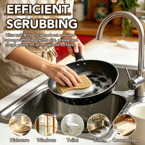 16 Pcs Natural Kitchen Sponges, Non-Scratch Dishwashing - Image 4