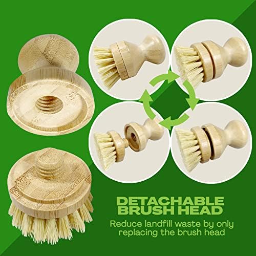 JuneLily Short Sisal Dish Brush Plant-Based for Kitchen Bathroom Cleaning Produce Washing Dishes (Short Dish Brush) - Image 4