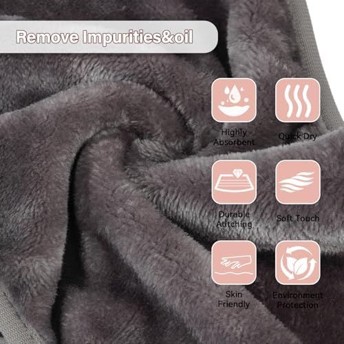 Nugilla Makeup Remover Cloths, 8 Packs Makeup Remover Towels Reusable Face Wash Cloth, Soft Microfiber Face Cloth for Women(Cool Grey) - Image 3