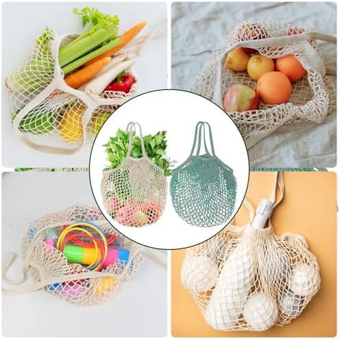 2-Pack Reusable Mesh Grocery Bags, 100% Cotton String, Long Handle Produce Bags, Fruit & Veggie Storage - Image 6