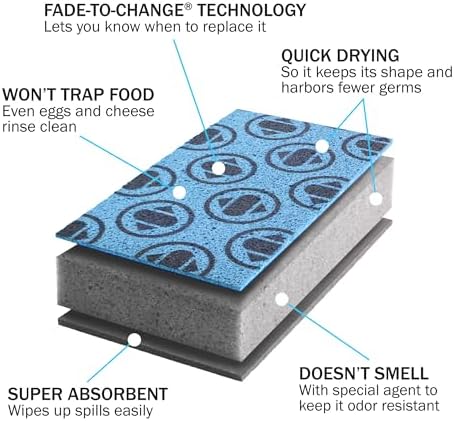 Skura Style Smart 4 Pack Odor Free Non-Scratch Scrub Pads for Sink, Counters, Surfaces, Pots, Pans, Dishwashing with Color-Fade Change Indicator - Image 4