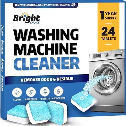 Washing Machine Cleaner Tablets 24 Pack - Deep Cleaning Tablets for Front & Top Load, Works With HE Washers, Removes Residue, Odor & Pet Hair - 12 Month Supply of Washer Cleaner Descalers, Septic Safe by Unknown