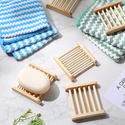 Amyhill 50 Pcs Bamboo Soap Dish Bulk Soap Holder Draining,Wooden Color - Image 5