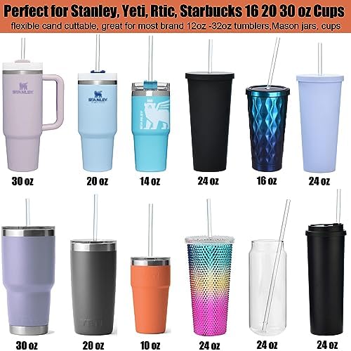 ALINK 10.5 inch Tritan Hard Plastic Clear Straws, Long Reusable Clear Replacement Tumbler Drinking Straws for 16 oz 20 oz 30 oz Stanley, YETI, Starbucks, Mason Jars, Set of 10 with Brush - Image 4