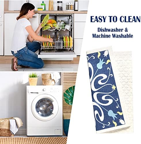 WILLBOND 9 Pcs Blue Swedish Kitchen Dishcloths Reusable Hand Towels - Image 4