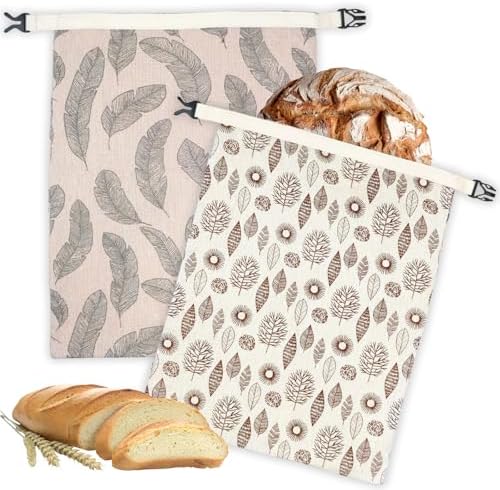 2 Pack Beeswax Bread Bags for Homemade Bread with Zipper, Large 13x17'' Reusable Beeswax Sourdough Bread Storage Bag, Keep Loaves Fresh Longer, Freezer Safe & Airtight, Natural, Zero Waste by BYTTME