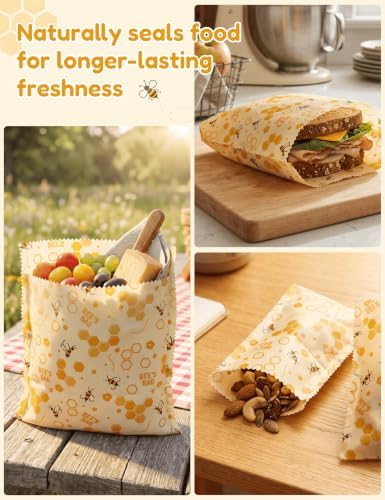 Beeswax Food Storage Bags 8 Pack-2L/2M/4S, Reusable & Natural - Image 6