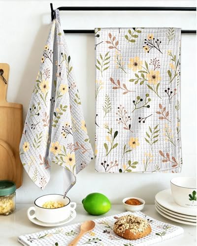 Miss Adola 370GSM Cotton Waffle Kitchen Towels, Flower - Image 5