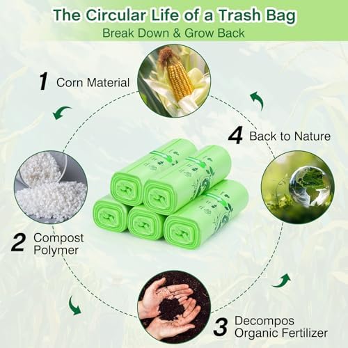 Small Trash Bags 4 Gallon: 120 Count Small Garbage bags, Compost Waste Bag Strong Trash Can Liners Unscented for Bathroom Kitchen Bedroom Office Green - Image 6