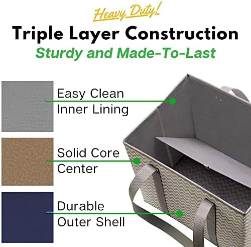 Reusable Grocery Bags (3 Pack) – Heavy Duty Shopping Bags, Chevron - Image 4