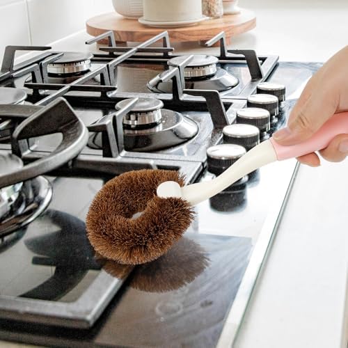 2 Pack Kitchen Scrub Brushes for Cleaning Dish Brush with Handle for Pans, Pots, Kitchen Sink Cleaning Scrub Brushes (Coconut Fiber) - Image 6