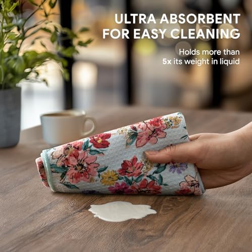 RECYCO Waffle Kitchen Towel Set of 2 - Quick Dry Microfiber Sustainable Dish Towels - Absorbent Reusable Cleaning Tea Towels - Lightweight Hand Towels,16”x 28”, Cuckoo Checker - Image 4