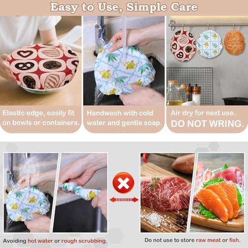 5Pcs Reusable Beeswax Elastic Bowl Covers for Bread Proofing and Food Cover - Image 6