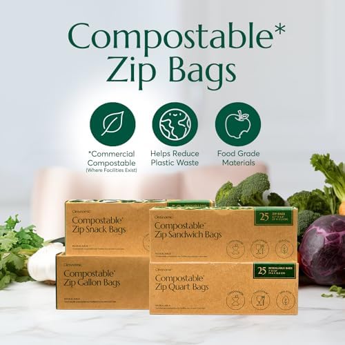 Cleanomic Compostable Zip Sandwich Bags - Leak Resistant, Gallon, Quart, Sandwich, Snack - 125 Count - Image 2