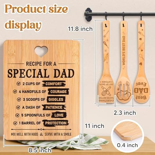 Fathers Day for Dad Gifts - "Recipe for a Special Dad" Cutting Board Birthday Dad Gifts, Bamboo-Made Engraved Light-Duty Use Chopping Board or Kitchen Decor, Suitable for Serving Tray Entertaining. - Image 6