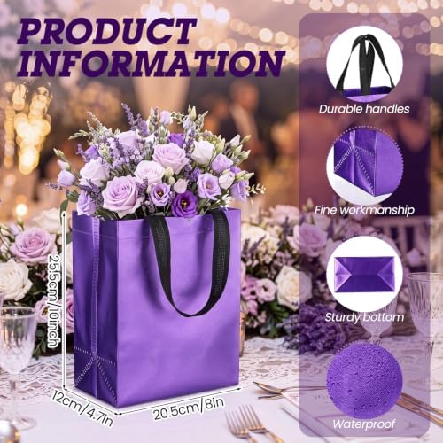Eccliy 105 Pcs Reusable Gift Bags Set Glossy Grocery Gift Tote Bag with Handle for Wedding, Back to School, Halloween, Summer Party (10 x 8 x 4.7 Inch,Purple) - Image 3