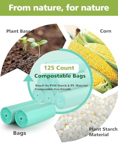 AYOTEE 1.3 Gallon Compostable Trash Bags, Small Compost Bags Biodegradable - Image 4