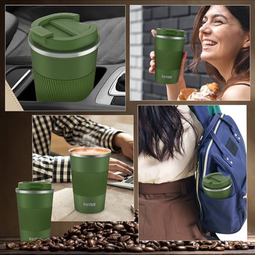 KETIEE Travel Coffee Mug 12oz: Vacuum Insulated Coffee Cup with Leakproof Lid, Coffee Tumbler, Reusable Coffee Cups, Double Wall Stainless Steel Coffee Mug to Go for Hot/Iced Water Tea (Green) - Image 6