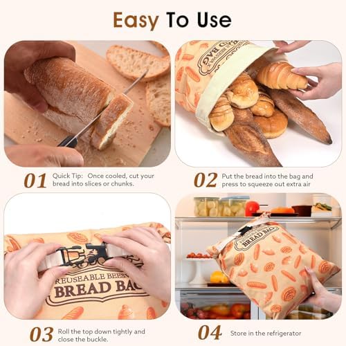 1 Pack Premium Beeswax Bread Bags for Sourdough Homemade Bread, XL Cotton Lining Sourdough Reusable Natural Beeswax Bread Storage Bag, Keep Fresh and Upgraded Large Capacity Portable-17 x 12.6 Inches - Image 4