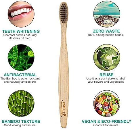 12 Count I Bamboo Toothbrush I Soft Bristles Best for Sensitive Gums I Charcoal I Vegan I Natural Wood I BPA Fee I Recyclable I Compostable I Biodegradable | Environmentally Friendly - Image 3