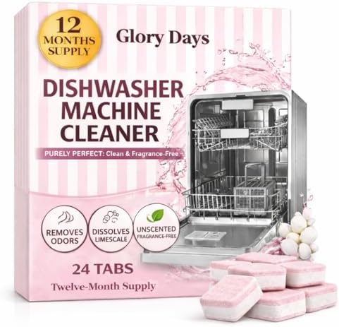 Dishwasher Cleaner And Deodorizer Tablets - 1 Year Supply Unscented Dishwasher Cleaning Tablets - Deep Cleaning Removes Limescale and Odors - Eco-friendly Dish Washer Machine Cleaner - Septic Safe by GloryDaysRevolution