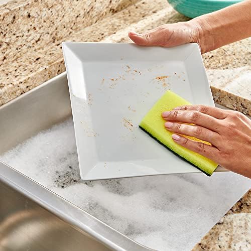 Brillo: Estracell Heavy Duty Scrub Sponge - 3ct - Yellow & Green Dual-Sided, Bacteria Resistant, Clean Tough Kitchen Messes, Dishes-Sink-Countertops - Image 6