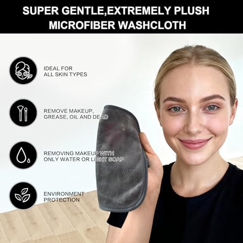 SINLAND Microfiber Facial Cloths Fast Drying Washcloth 8inch x 8inch Absorbent Face Wash Cloth Soft Makeup Remover Cloths - Image 4