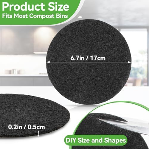 RAINFLOW 10 Pack Compost Bin Filters - Cut to Fit Activated Charcoal Pads - Image 2