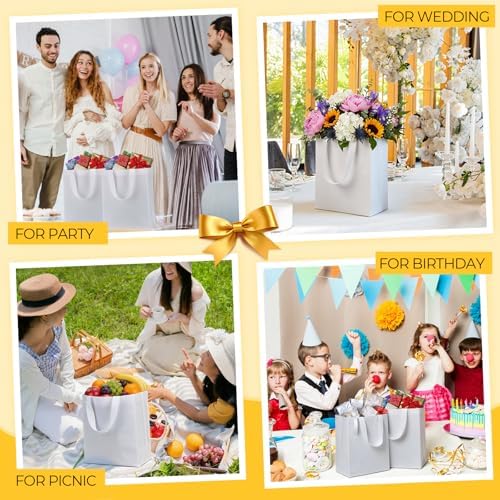 Eccliy 80 Pcs Reusable Gift Bags, Medium, White - Image 6