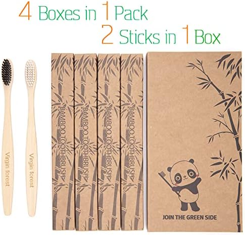 Virgin Forest Bamboo Toothbrushes 8pk, Soft BPA Free Adults Kids - Image 6
