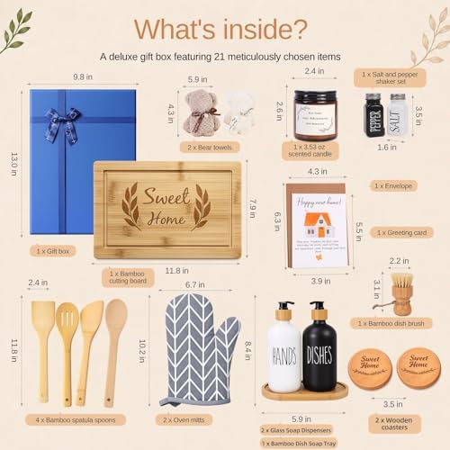 Housewarming Gifts New Home Basket，21-Piece Including Cutting Board, Handwashing Set, and Aromatherapy – Ideal for Housewarming Gift for Couples, New Home Families, and Closing Gifts for Home Buyers - Image 3
