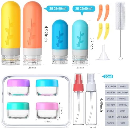 18pack Travel Bottles for Toiletries:Silicone TSA Approved-Containers for Toiletries,Leak Proof Refillable Liqus Shampoo And Conditioner Essentials toiletry Bottles - Image 4