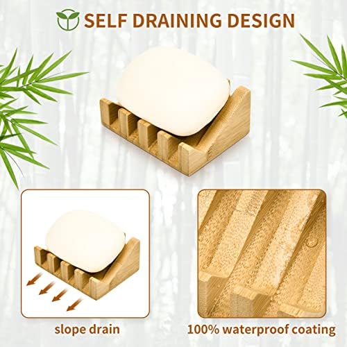 Bamboo Soap Dish Wooden Bar Soap Holder Saver for Shower,1 Pack - Image 3