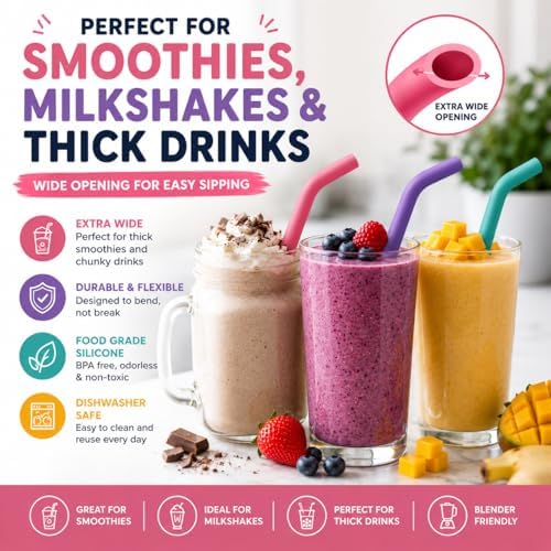 Reusable Silicone Straws for Tumblers, Smoothies & Kids Drinks – 15 Pack Flexible BPA-Free Drinking Straws with 2 Cleaning Brushes – Soft on Teeth & Lips – Fits 20oz & 30oz Tumblers - Image 3