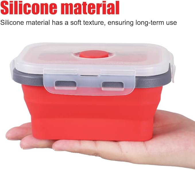 MiOYOOW Collapsible Camping Bowls with Lids, 4PCS Silicone Food Storage Containers, Heat Resistant Foldable Lunch Boxes for Camping Hiking Picnic BBQ Outdoor Cooking