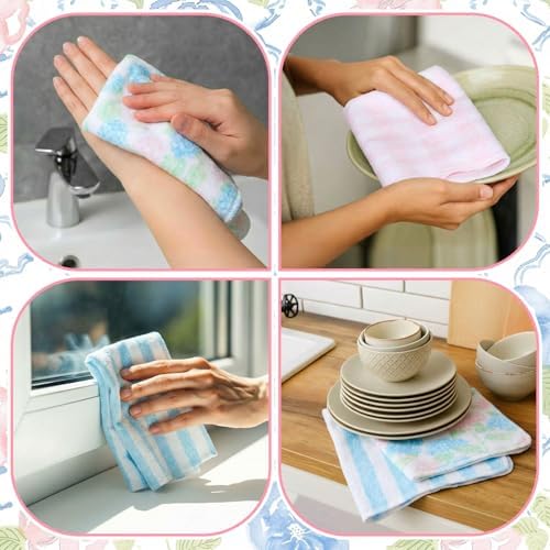 36 Pack Reusable Kitchen Cloths Cotton Towels, Pastel Hydrangea - Image 4