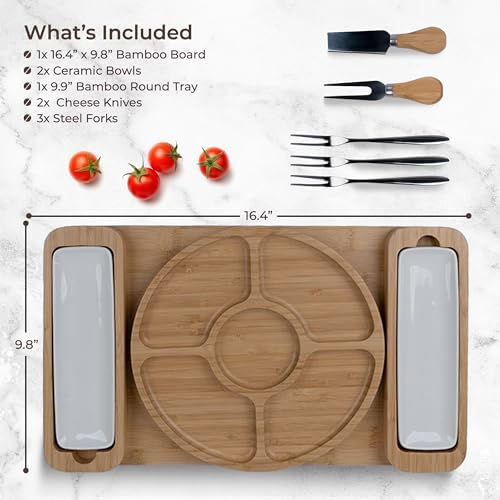 Charcuterie Boards Set, Bamboo Cheese Tray with Serving Accessories - Image 3