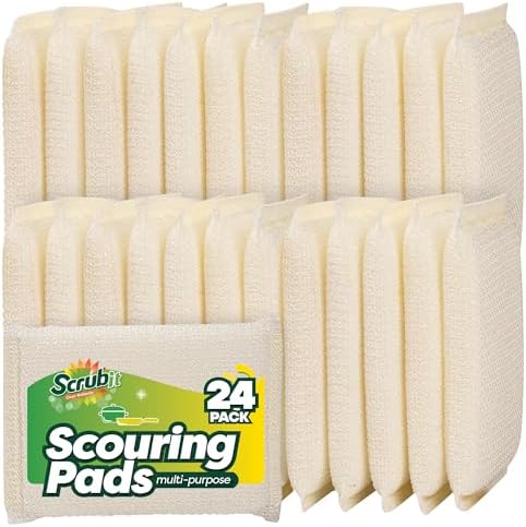 24 Pack Scrub Sponges Kitchen By SCRUBIT, Multi-Purpose Scouring Pads, Non-Scratch Cleaning Sponges for Dishes, Pots & Non-Stick Cookware - Long Lasting Dish Scrubbers for Kitchen, Bathroom & More by SCRUBIT