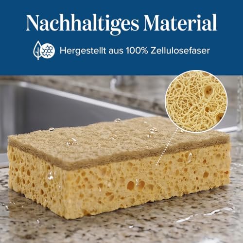 Joeji’s Eco Washing Up Sponges – 6 Pack Reusable Natural Cellulose Kitchen Sponges with Sisal Scourer – Biodegradable, Plastic-Free Dish Sponges for Washing Up, Eco Friendly Cleaning Products - Image 5