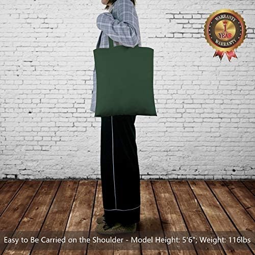 TOPDesign 24-Pack Economical 16"x15" Green Black Cotton Tote Bag, Lightweight Medium Reusable Grocery Shopping Cloth Bags, Suitable for DIY, Advertising, Promotion, Gift, Activity - Image 3