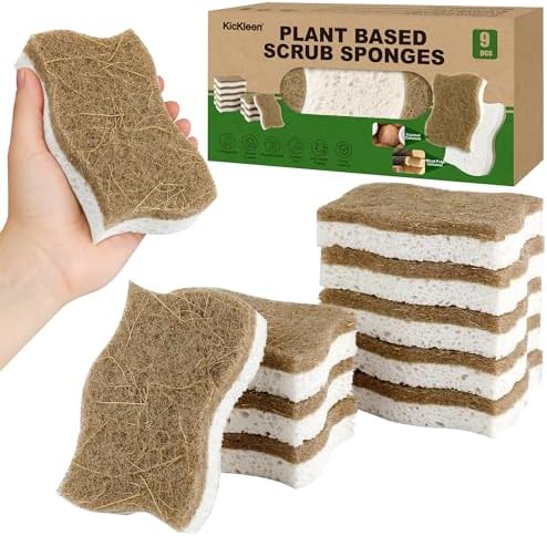 9 Pack Biodegradable Natural Dish Kitchen Sponges by KICKLEEN