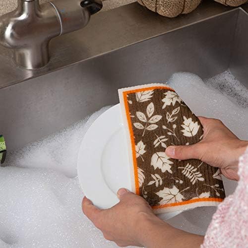 DII Swedish Dishcloths for Kitchen & Cleaning, Reusable, Machine Washable & Dishwasher Safe, Biodegradable, 7.75 x 6.75, It's Fall Y'all, 3 Piece - Image 3