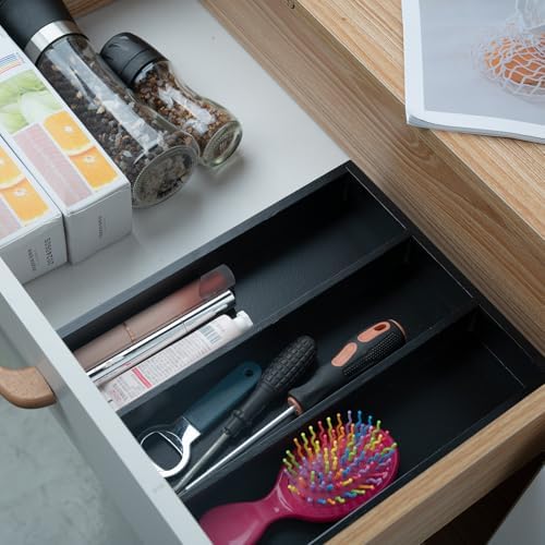Fibogollo Bamboo Silverware Organizer with 3 Slots for Kitchen（Black） - Image 3